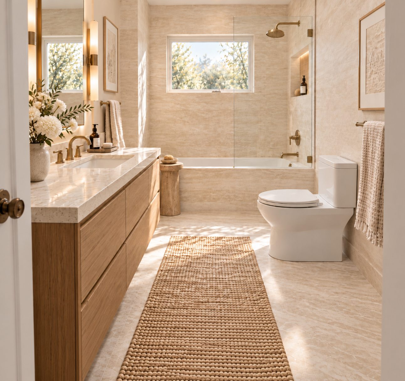 Salle de bain lumineuse à l’atmosphère de spa