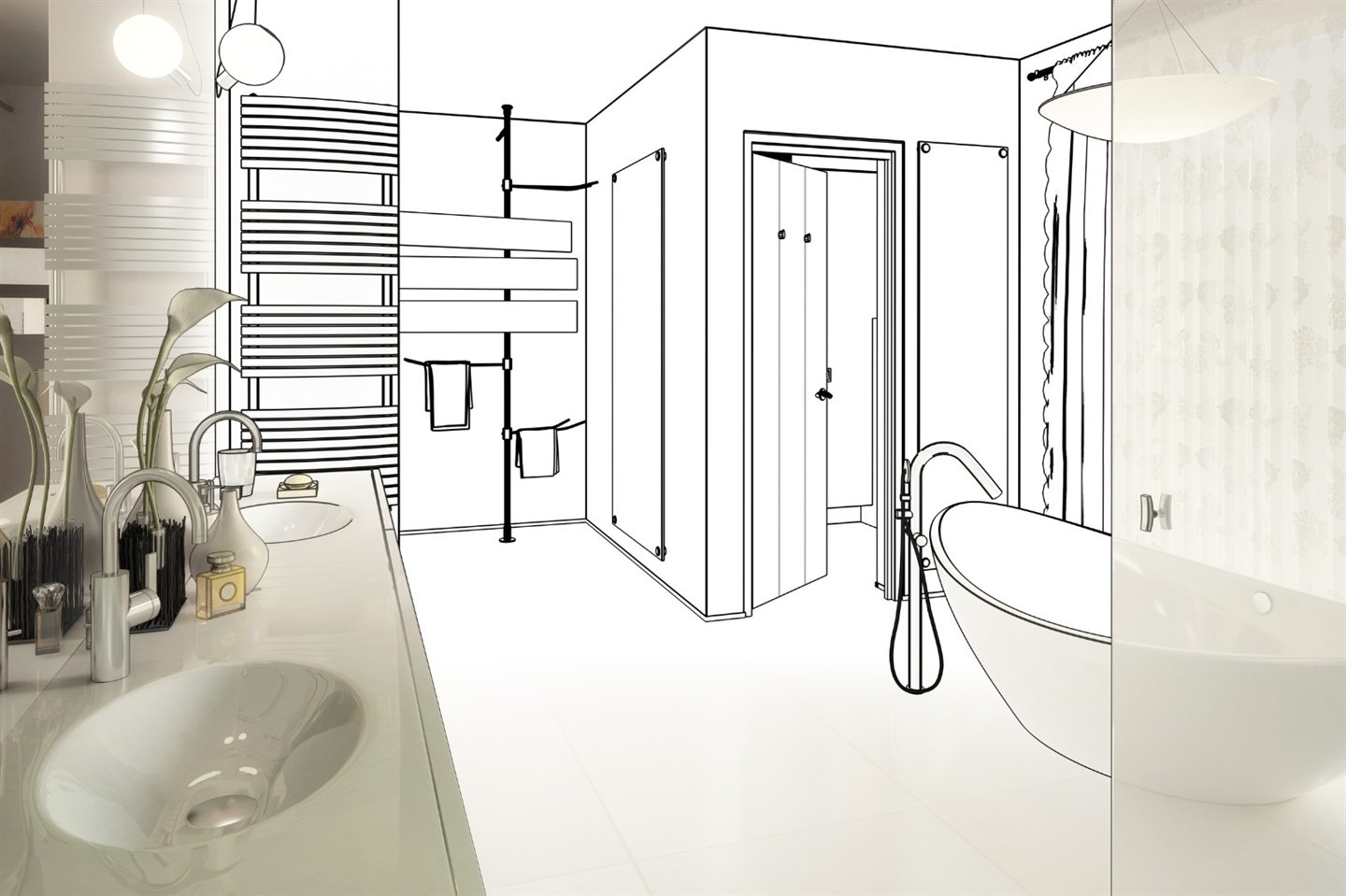 Croquis de salle de bain qui devient réalité