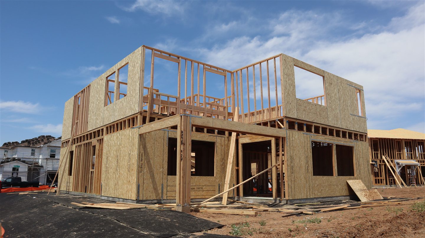 Wooden frame of a house under construction